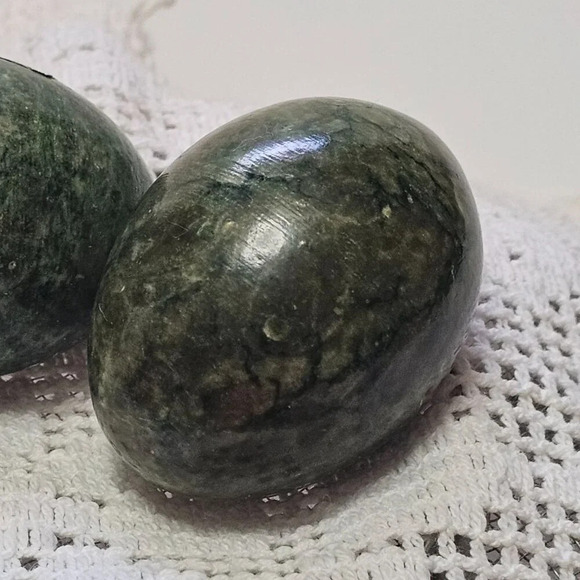 Pair of Vintage Norleans Green Marbled Eggs Hand Made in Italy EASTER 2.25" - Picture 8 of 10